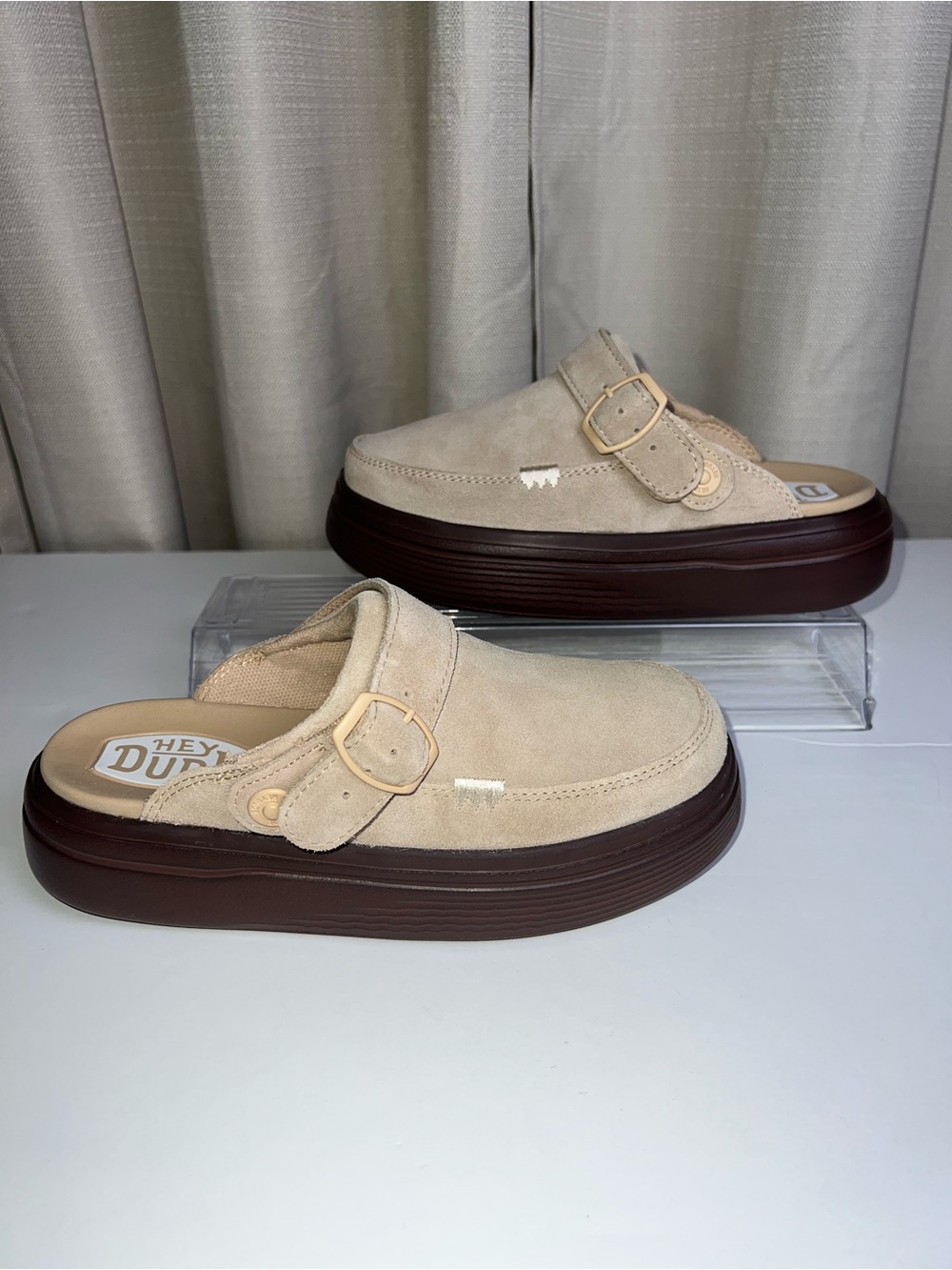 HEY DUDE Suede Austin Lift Clogs-NWOB - Picture 10 of 15